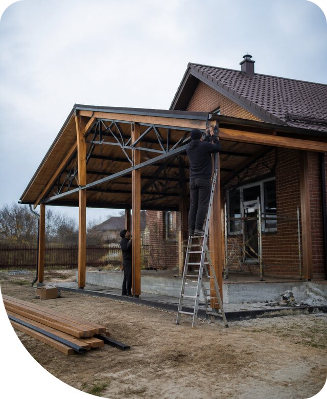 Пристройка навеса к дому и участку в Салавате под ключ